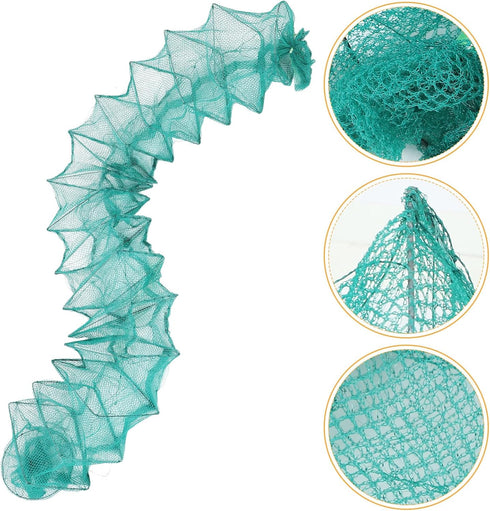 2.5m OSALADI Multi-Segment Shrimp and Crab Trap Net Cage Fishing Bait Catch Net for Outdoor Crayfish Lobster Fishing