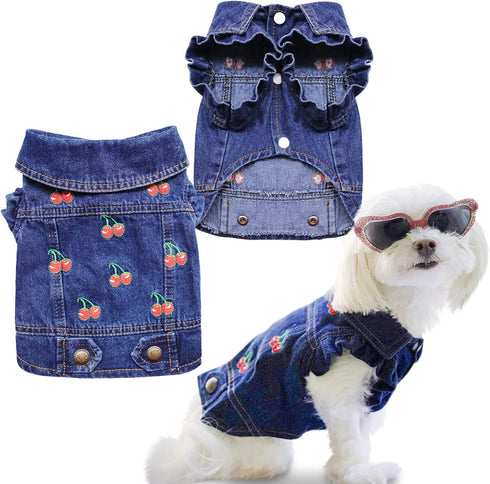 SILD Pet Clothes Dog Jeans Jacket, Cool Blue Denim Coat for Small Medium Dogs, Classic Puppy Hoodies