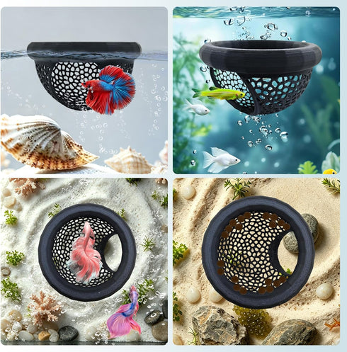 Obfuscate Hammock Floating Betta Hide Shrimp Cave, Multi Functional Betta Fish and Feeding Rings, Provide Safe Resting