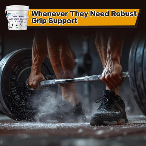 1 LB Loose Gym Chalk Bucket - Premium Powder Chalk with Empty Chalk Bag & Spoon, Multi-Purpose for Weightlifting
