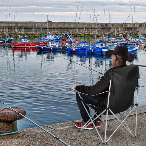 Homgrace Camping Chair, Full Back Chair for Outdoor, Simple Folding Chair with Cup Holder, Carry Bag Included (M Size