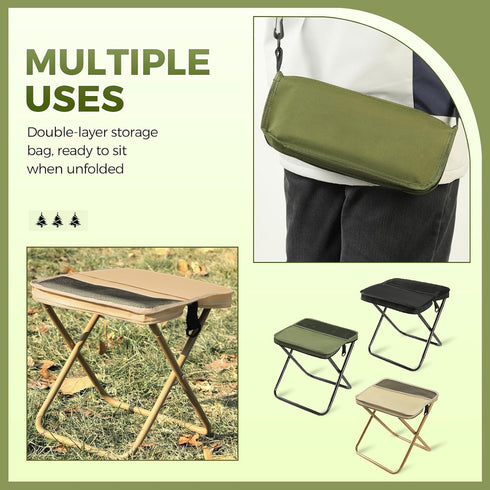 Backpack Foldable Stool, Upgraded Portable Folding Camping Stool, Tiny Foldable Stool which can Turned Into a Satchel