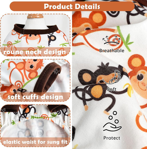 Summer Dog Pajamas for Small Dogs, Cute Pattern Soft Onesie Shirt Pjs for Yorkie Chihuahua Teacup Apparel