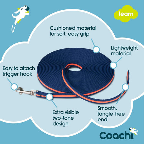 Coachi 10m Training Line for Safe Outdoors, Recall Training, Suitable for Medium Large Dogs and Puppies