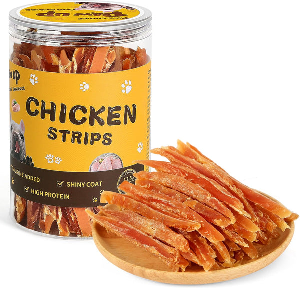 PAWUP Chicken Jerky Strips Dog Treats, Low Fat High Protein, Natural Chicken