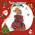Dog Christmas Sweater, Medium Size, Red Plaid Winter Dress with Leash Set for Puppy