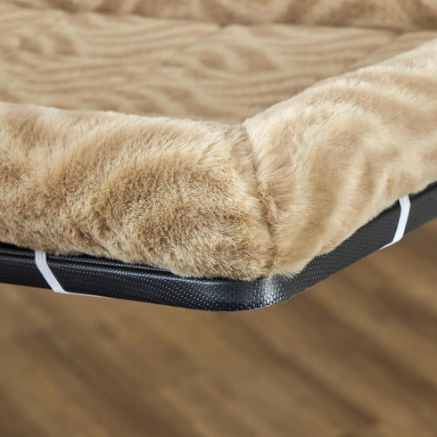 MidWest Homes For Pets QuiteTime Deluxe Wave Bolster Bed for Small Dogs, Tan, 24", Machine Wash and Dry