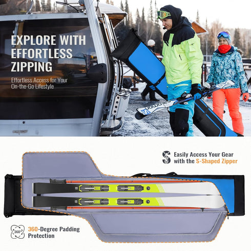 Ski Bag and Boot Bag Combo - Padded Ski Carrier Bag for Air Travel, Fits Skis Up to 200 CM