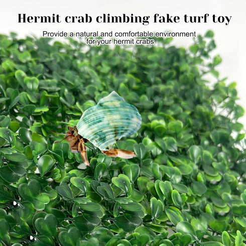 Rainmae 2Pack Hermit Crab Climbing Wall Faux Grass Mat, 10x10 inch Plastic Aquarium Plants for Gecko Lizard