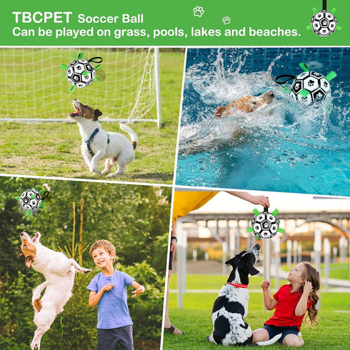Dog Toys Soccer Ball with Straps - 7.6'' World Cup Interactive Tug of War Toy for Large Dogs, Outdoor Birthday Gift