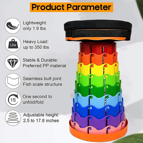 350lbs (1, Upgraded Portable Folding Stool with Seat Cushion and Nylon Bag Adjustable Stool with Load Capacity