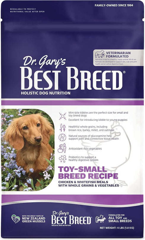Best Breed Dr. Gary's Small Breed Recipe Natural Dry Dog Food for All Breeds and Sizes, Made in USA - 4lbs
