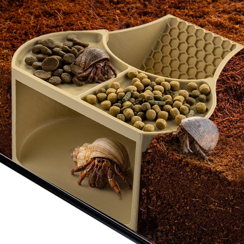 HERPDEN Hermit Crab Habitat Shelter with Dual Food Bowls, 2-in-1 Cave Shelter &