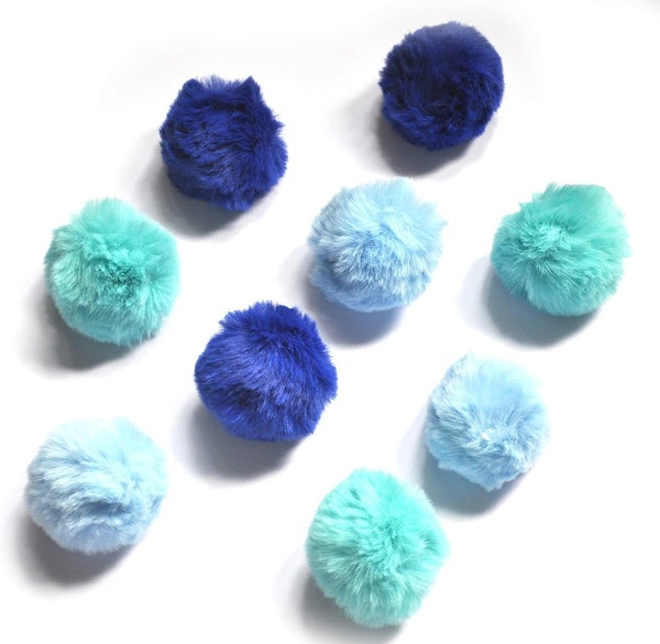 Furry Cat Toys Ball with Rattle Bell and Catnip for Cats - Easter Gift (Blue with Bell)