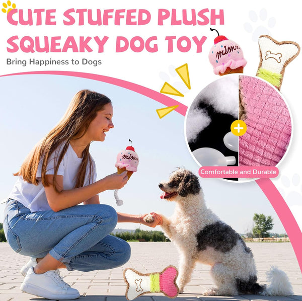 BAEJMJK 6 Pack Puppy Teething Toys, Pink Small Breed Chew Toys with Rope, Soft Rubber Set