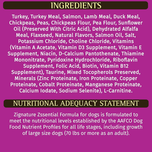 Zignature Zssential Limited Ingredient Formula Dry Dog Food, Small Bites, 4lb