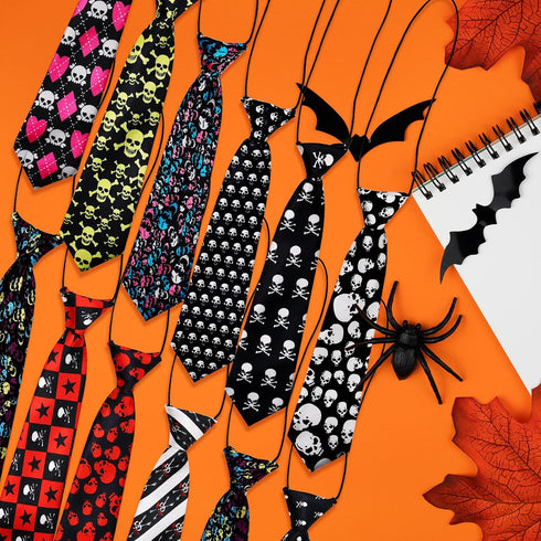 10pcs Skull Large Dog Neck Ties - Handmade Festival Dog Ties for Medium Large Dogs, Holiday Accessories