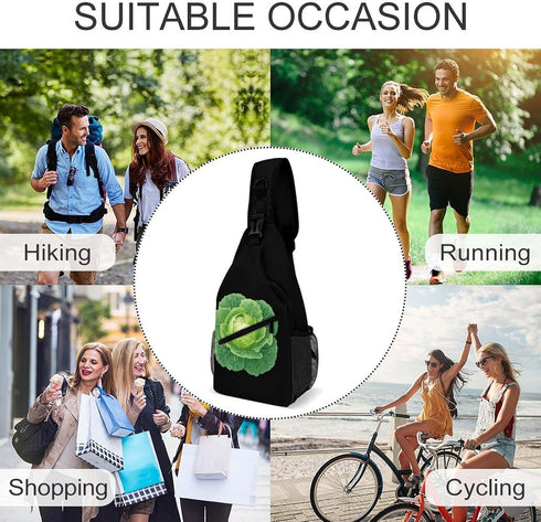 Generic Backpack 38x20cm Lettuce Cabbage Vegetable Leaves Crossbody Sling Bags Travel Chest Bag Casual Shoulder