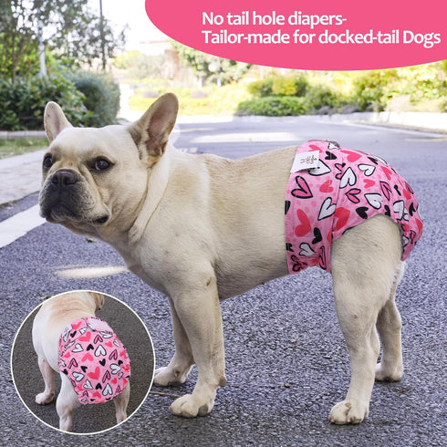 3 Pack WWD20M CuteBone Washable Dog Diapers Female No Tail Hole Reusable Doggie Period Training Pants Valentines