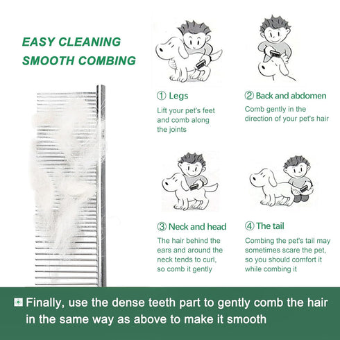 3 Pack Metal Comb for Dogs & Cats - Professional Grooming Tool for Long & Short Haired Pets (Large, Medium, Small)