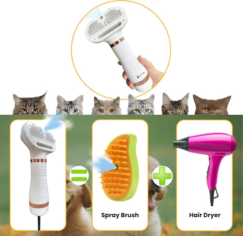 300W Quiet Pet Blow Dryer - Pet Hair Dryer for Small & Medium Dogs and Cats with Removal Comb & Silicone Bath Massage