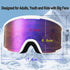 OTG Ski Goggles for Men, Women & Youth, Over Glasses Snowboard Goggles with 100% UV Protection & Anti-glare