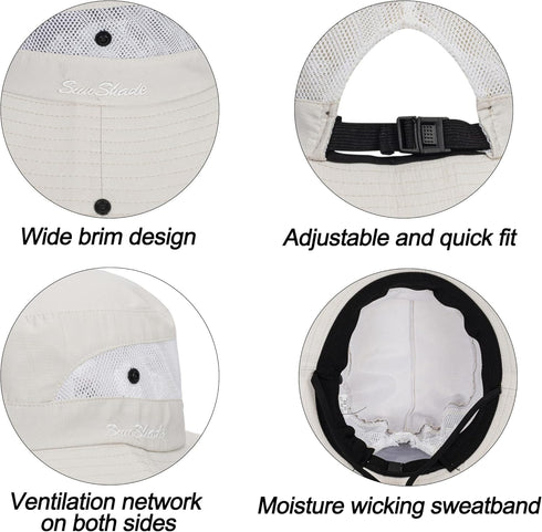 Women’s Outdoor Mesh Sun Hat, Foldable UV Protection Bucket Hat with Ponytail-Hole for Summer Beach Hiking