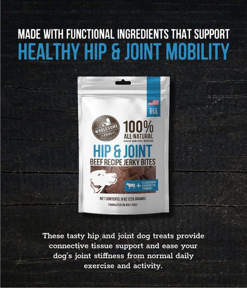 Wholesome Pride Functional Dog Hip & Joint Support Beef Recipe Jerky Bites - 8 oz