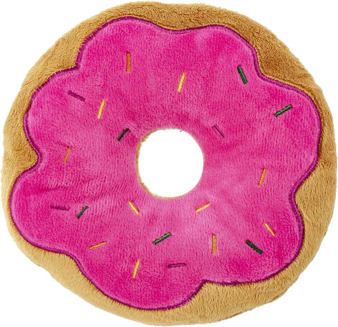 3 Assorted 6 Inch Plush Pet Toy Donuts with Squeakers, Dog Chew Toy