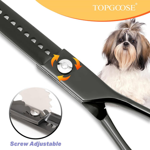 6 1 Set (Set, TOPGOOSE Dog Grooming Scissors Kit, Professional in Pet Scissors Sharp Shears - Straight, Thinning