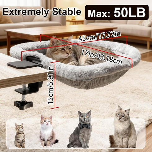 Generic Hammock Desktop Cat Bed, Small Kitten Table Perch, Space-Saving for Living Room Indoor Office Home Bedroom