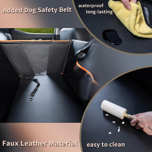 YOVEEKLE Hammock 4 Large Dog Car Seat for Medium Dogs, Waterproof Faux Leather Pet Carrier for Active Pets at Back Seat
