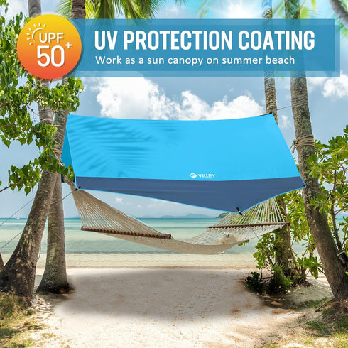 VILLEY Portable Camping Tarps for Tents - Waterproof Hammock Rain Fly, Easy Set Up Canopy for Outdoor Activities