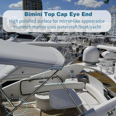 SHENGHUISS Stainless Steel 316 Bimini Top Cap Eye End Boat Fitting with L Shape Hex Key, Marine Hardware