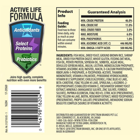 Tetra TetraMin Tropical Flakes, 3.53 oz, Nutritionally Balanced Fish Food, Model Number: 16204