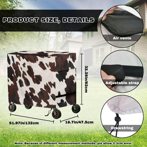 Xumfabuy 80-100 Cow Print Patio Cooler Cover, Outdoor Bar Cart Cover for Quart Rolling Ice Chest Cooler, Cart Covers