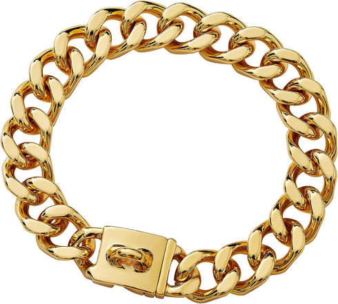 txprodogchains Big Dog Chain Collar with Buckle, Heavy Duty 21MM Thick Stainless Steel 18K Gold for Large Dogs (24")