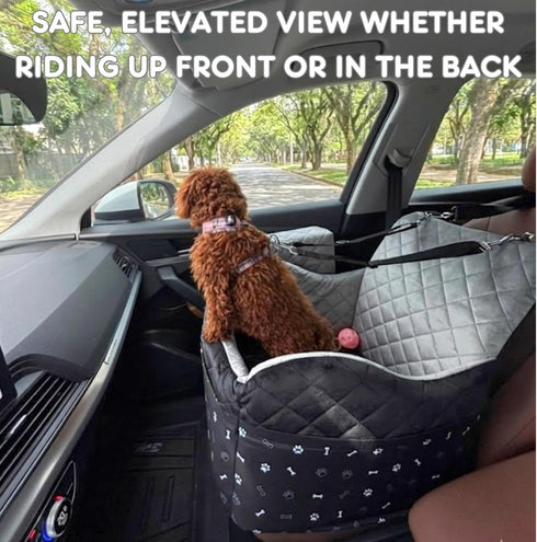 OtterPets 35lbs, 3Storage 2 Small Dog Car Seat, Memory Foam Dog Booster Car Seats with Thick Cushion for Medium Dogs