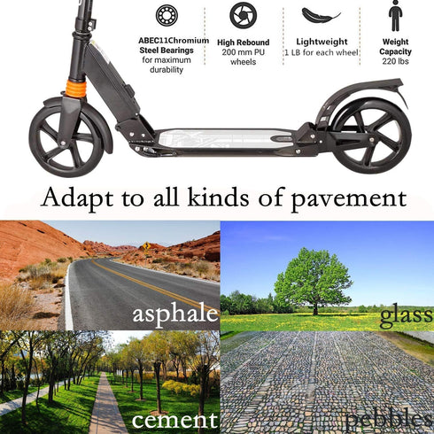 2-Pack 200mm 200 mm (8'') A5 ABEC-9 Commuter Adult Teen Kick Scooter Wheels Razor Lux Kick Scooter Replacement Wheel