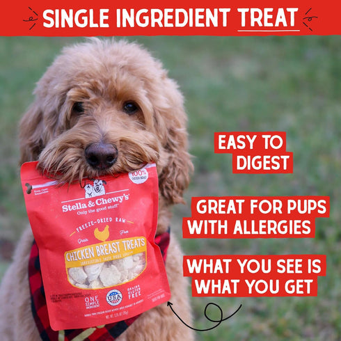 2.75oz Stella & Chewy's Freeze-Dried Raw Chicken Breast Dog Treats - Single Ingredient, No Additives - Premium Training