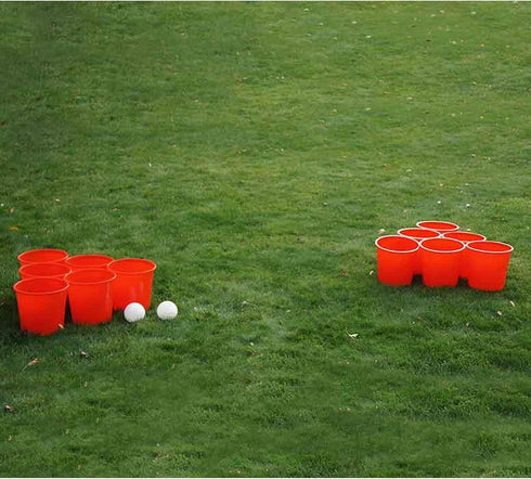 Set Giant Yard Pong - Durable Buckets and Balls with Carrying Case