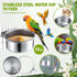 Sabary 6 Pieces Stainless Steel Pet Feeder Water Bowls, 10 oz Bird Parrot Feeders with Holder for Small Animals