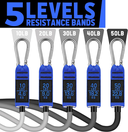 WALITO Resistance Bands Set with Handles, Door Anchor, Legs Ankle Straps for Heavy Resistance Training