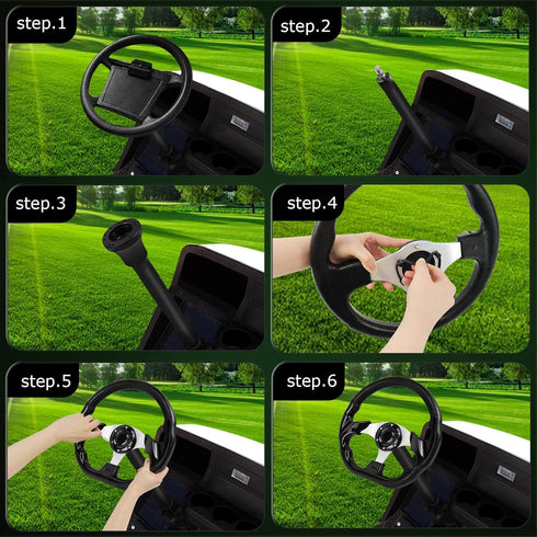 Golf Cart Steering Wheel Adapter, Golf Cart Accessories for EZGO TXT & RXV Golf Cart (Black Golf Cart Adapter)