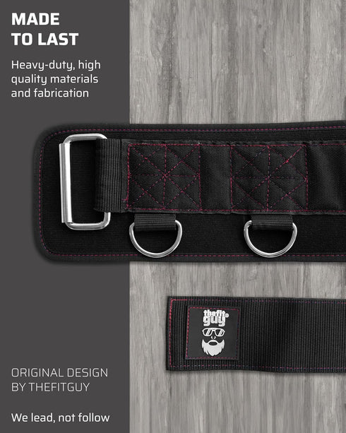 Multi-Attachment Belt for Cable Machine, 5 Points for Optimal Weight Distribution, 2 Straps & 3 Snap Hooks