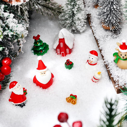 Soaoo 9 Pcs Christmas Aquarium Decoration Fish Tank Resin Ornaments Xmas Series Micro Landscaping Decor for Parties