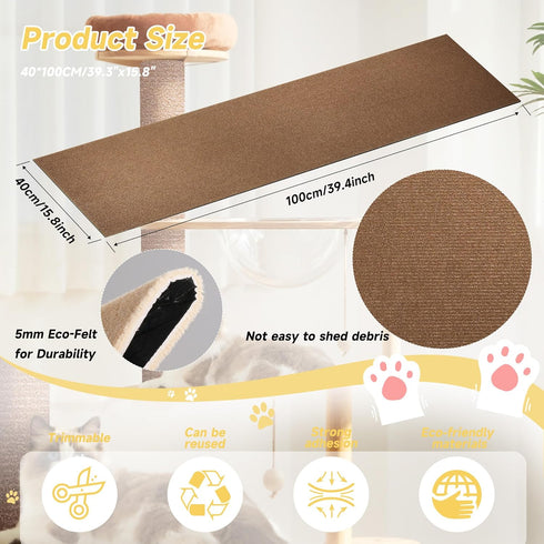HOOSHEE 39.3''x15.8'' Trimmable Cat Scratch Furniture Protector, DIY Self-Adhesive, Durable Corner Scratcher Couch