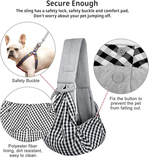 CUBY Dog and Cat Sling Carrier - Hands Free Reversible Pet Papoose Bag - Soft Pouch and Tote Design - Suitable