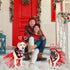 6 Pcs Valentine's Day Dog Costume Set, Including 2 Pcs Red Heart Headband, 2 Pcs Buffalo Plaid Bandana