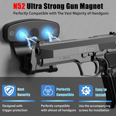 30lb Magnetic Gun Mount for Truck Car, Gun Holster for Pistol, Rating Gun Magnet Mount for Truck Car Vehicle Desk Safe